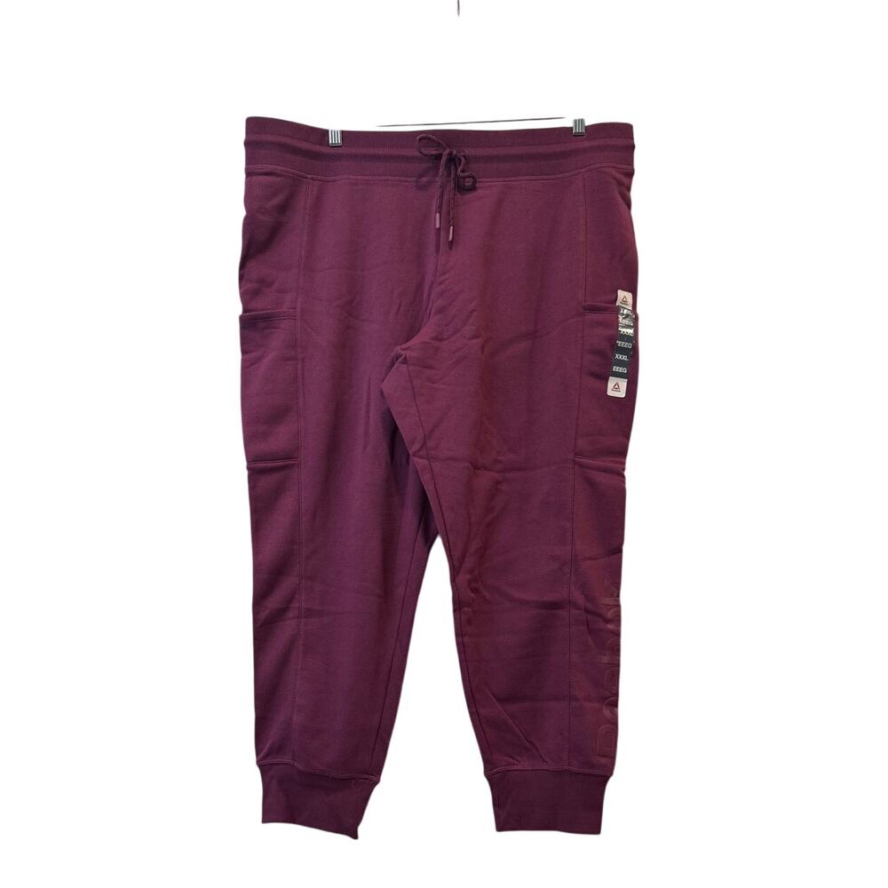 Reebok XXXL Workout Cuffed Pants New with Tags Purple Plum Drawstrings